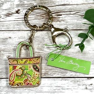 Vera Bradley Floral Metal Purse Key Ring / Bag Charm NWT